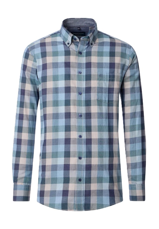 

Повседневная рубашка удобного кроя с длинным рукавом и воротником на пуговицах Casamoda, синий