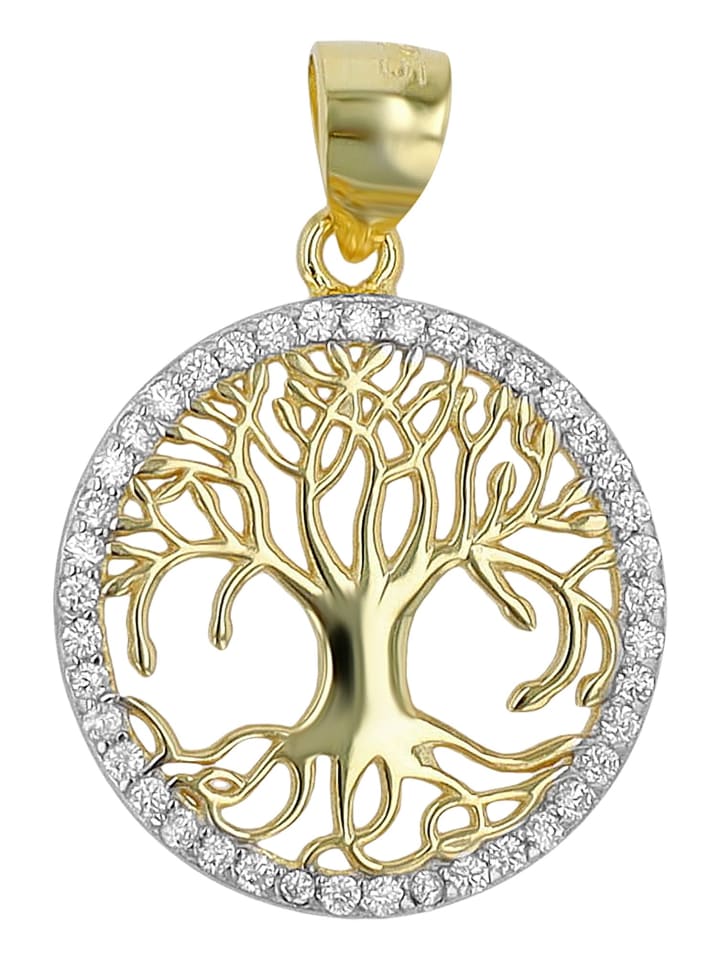 

Adeliás Женский кулон - кулон «Древо жизни», изготовленный из серебра 925 пробы с кубическим цирконием в золотой оправе