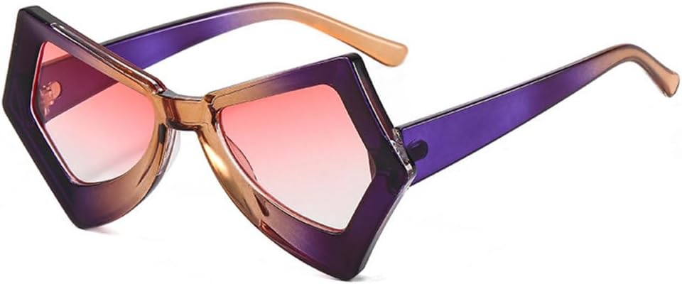 

Ретро уникальные многоугольные солнцезащитные очки «кошачий глаз» для женщин, модные, с градиентными оттенками, защита от УФ-излучения UV400, оранжево-зеленые солнцезащитные очки для мужчин generic, Purple Tea Pink