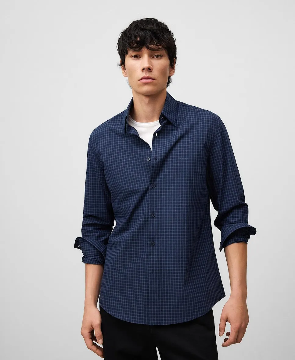 

Мужская рубашка в клетку, обычного кроя Adolfo Dominguez, синий