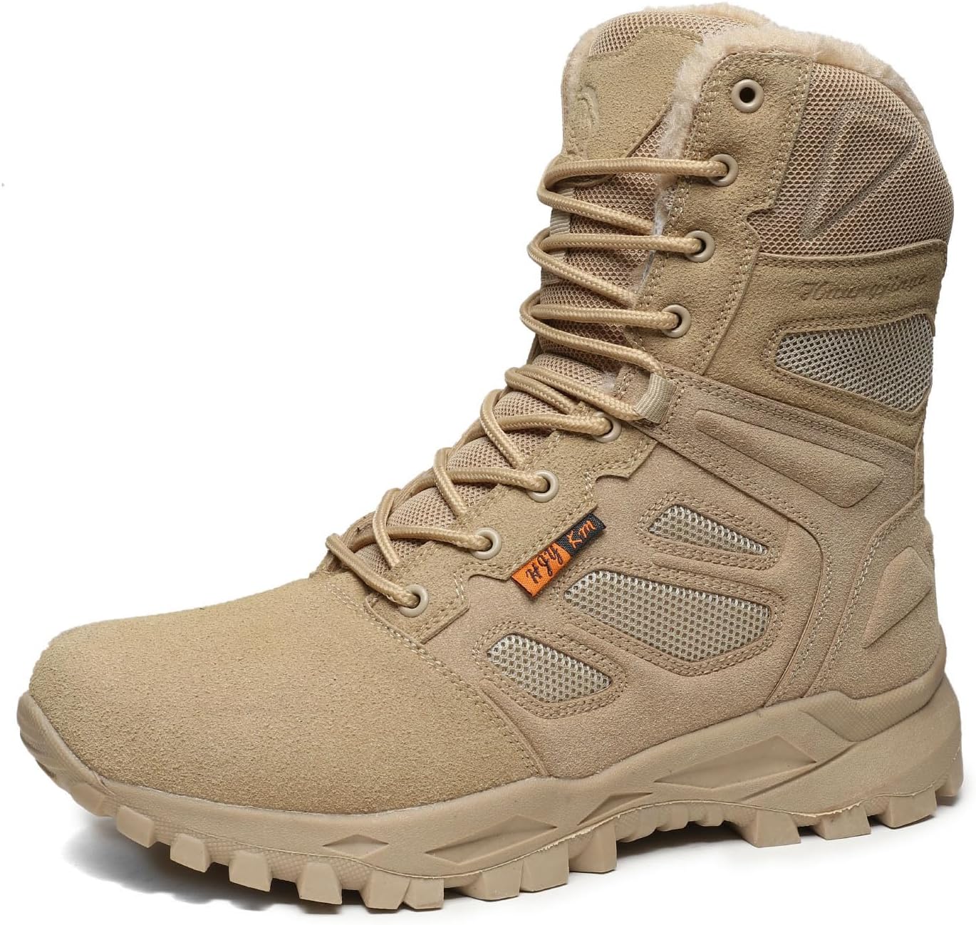 

Мужские плюшевые коричневые сапоги средней длины до икры, зимние, теплые, износостойкие, противоскользящие, для походов на улице Generic