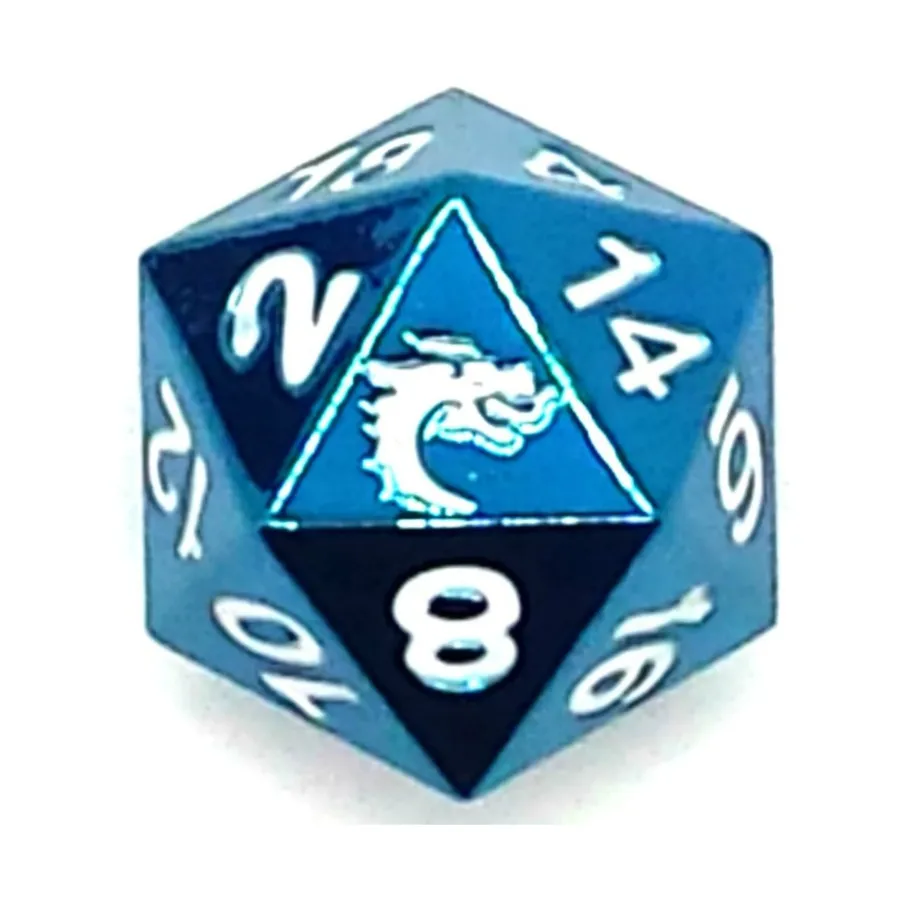 

d20 Синий электрик, Metal Dice - Halfling Forged