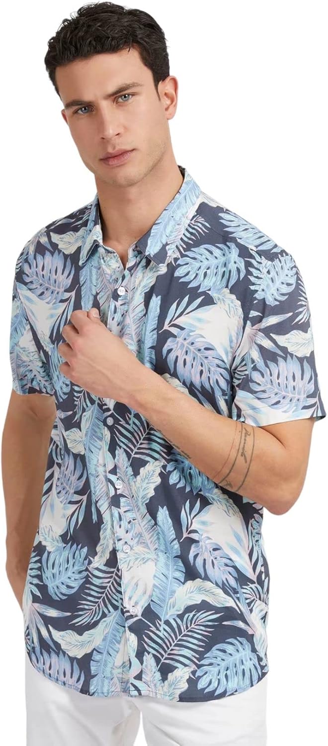 

Мужская рубашка с коротким рукавом GUESS Eco Rayon Indgo Tropics, Indigo Tropics