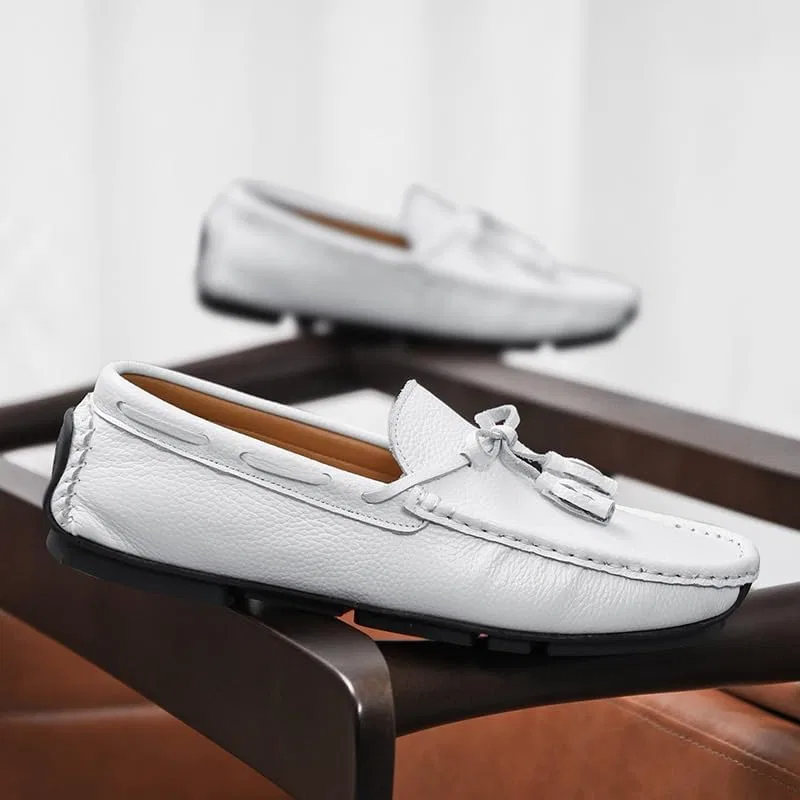 Лоферы мужские с кисточками, White, Square Toe, Driving Boat Shoes, Anti-Slip SayfuR — фото 2
