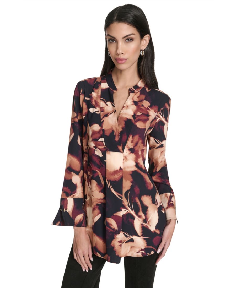 

Женская туника с длинными рукавами Halston, Watercolor Bloom