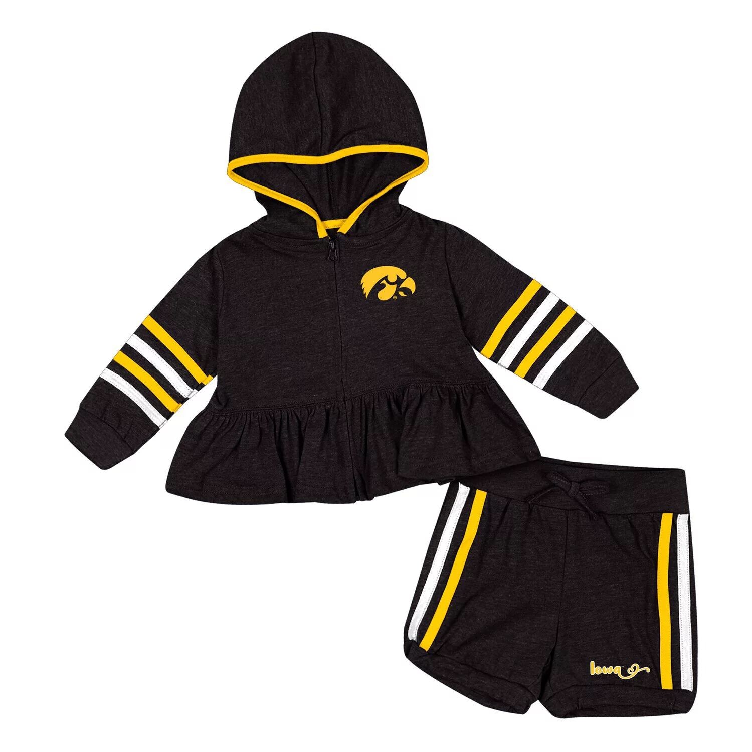 

Комплект с капюшоном и шортами на молнии во всю длину для девочек Colosseum Black Iowa Hawkeyes Spoonful Colosseum