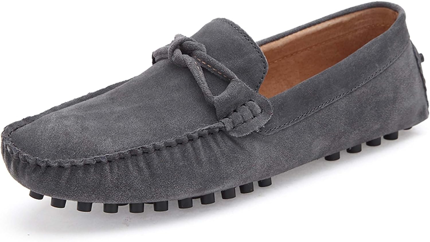 

Повседневные лоферы для мужчин Модные замшевые деловые офисные туфли Формальная обувь Легкие Удобные Для улицы Противоскользящие С плоской подошвой Для ходьбы, вождения и прогулок на лодке Generic, серый