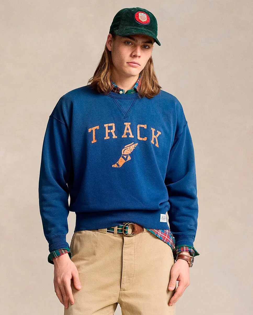 

Мужская хлопковая толстовка с принтом Track Polo Ralph Lauren, цвет Azul Cobalto