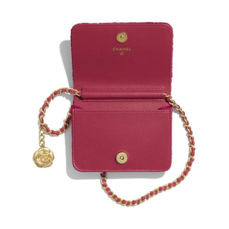 CHANEL WOC Velour Gold Coin Bag, одноручная нагрудная сумка-кошелек для женщин, маленькая, персиково-розовая — фото 3