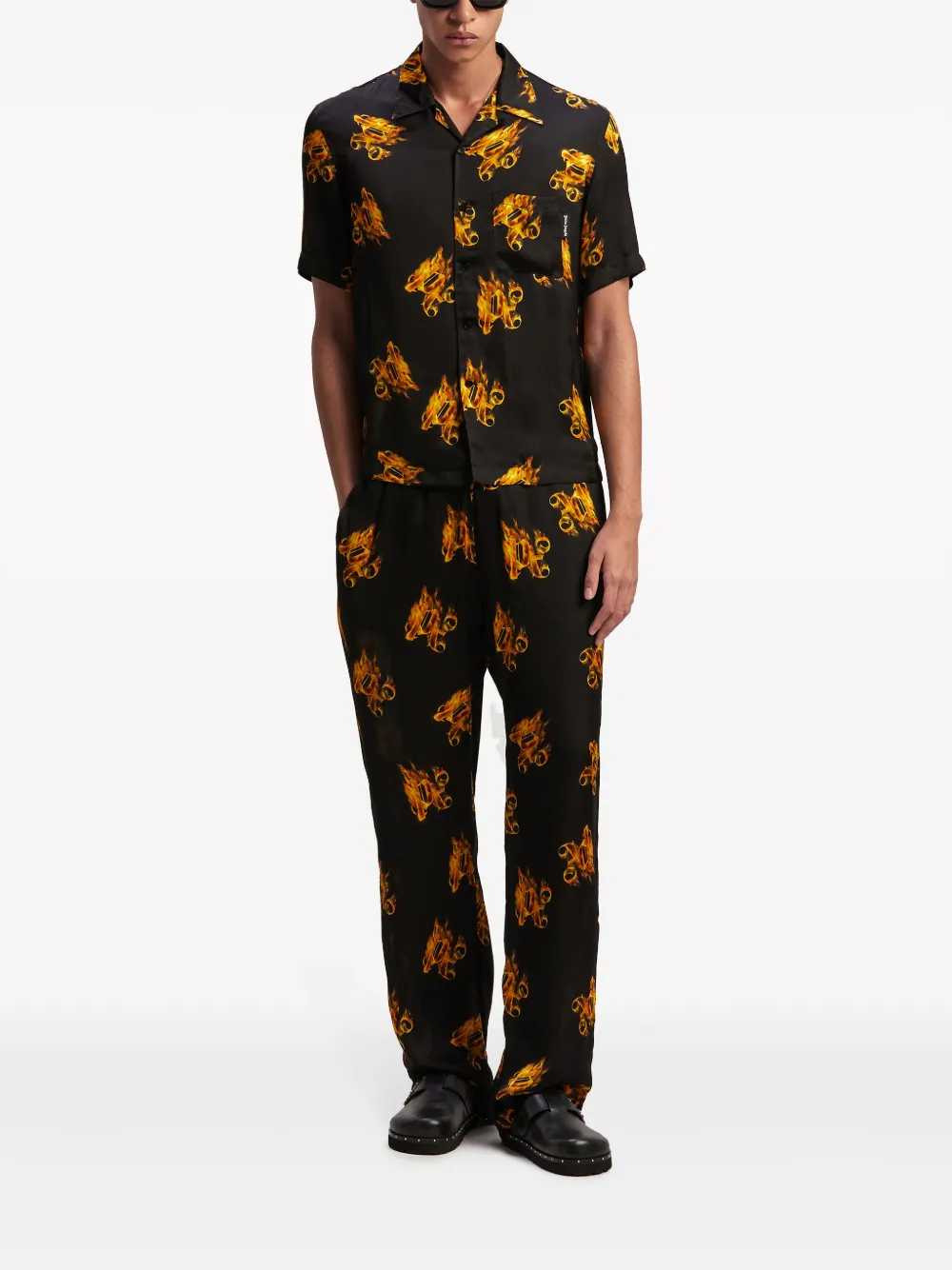 Спортивные брюки Burning с вышитой монограммой PALM ANGELS, черный — фото 2