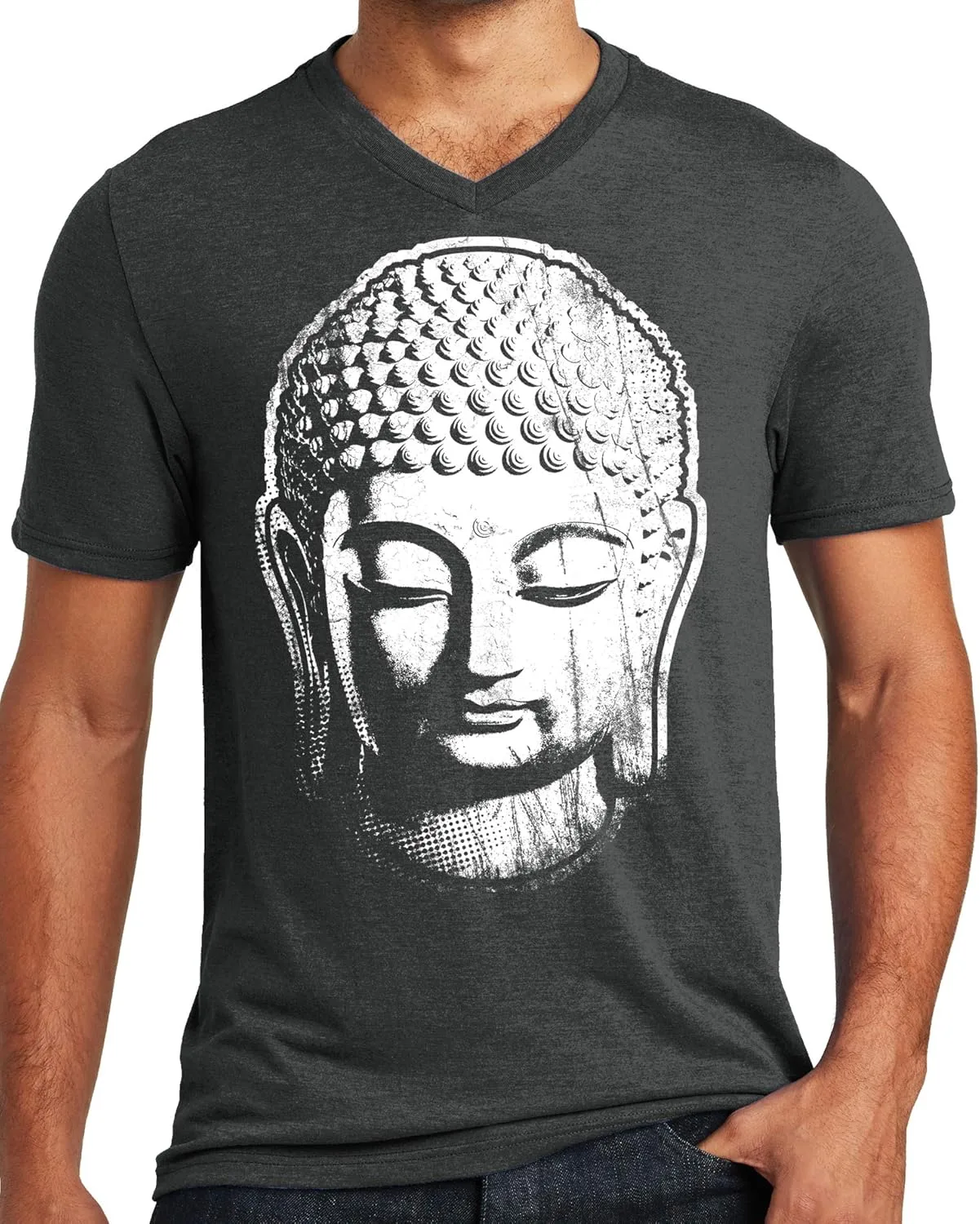 

Мужская футболка Big Buddha Head с V-образным вырезом Yoga Clothing For You