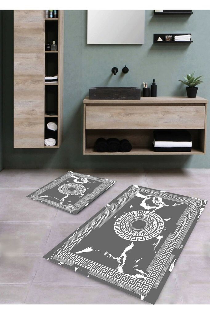 

Коврик для ванной из двух частей, нескользящий коврик для ванной комнаты dilara, серый