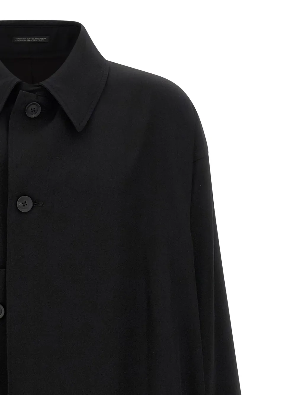 Шерстяное пальто на пуговицах Yohji Yamamoto, черный — фото 4