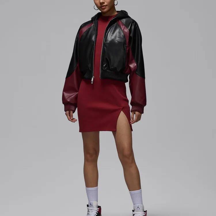 Кожаная куртка AS W J FLTFX LTHR Jordan, Black/Burgundy — фото 4