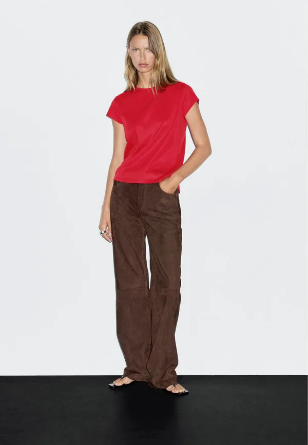 

Базовая футболка с коротким рукавом из мерсеризованной ткани Massimo Dutti, Red, Красный, Базовая футболка с коротким рукавом из мерсеризованной ткани Massimo Dutti, Red