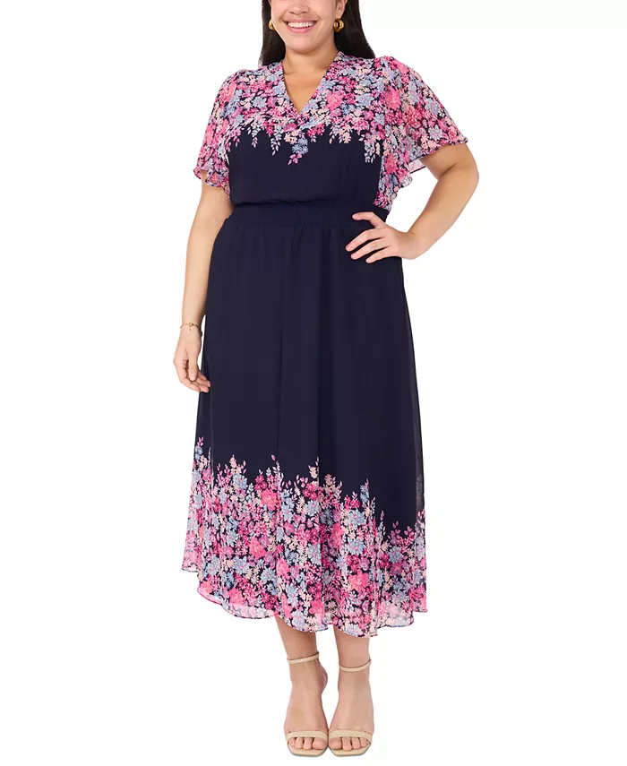 

Платье макси с V-образным вырезом и рукавами-крылышками больших размеров MSK, синий