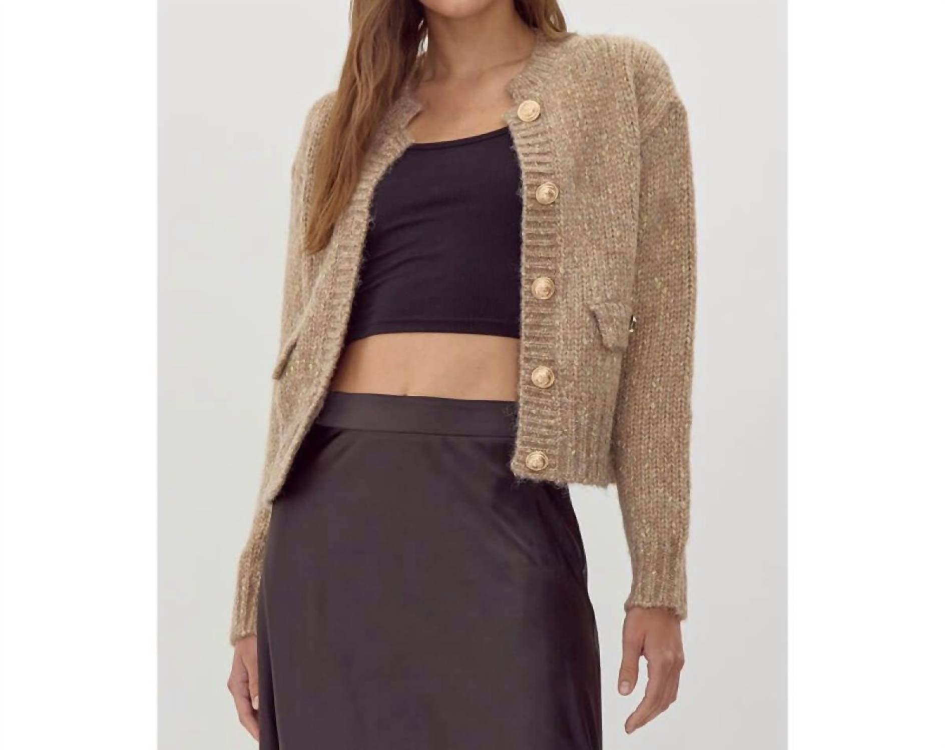

Укороченный кардиган Preppy Knit бежевого цвета Jodifl