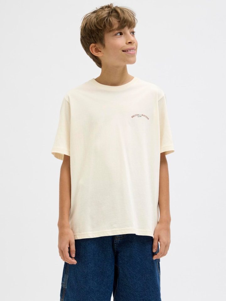 Футболка JACK & JONES Junior, античный белый — фото 3