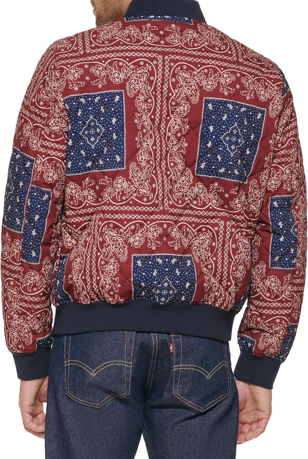 Мужская куртка-бомбер Levi's с ромбовидной стежкой, Burgundy Bandana — фото 3