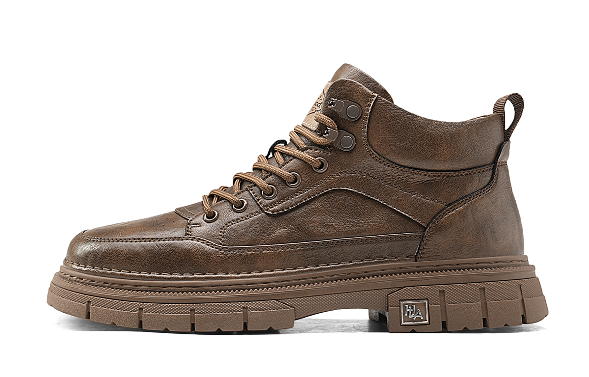 

HLA Мужские повседневные кроссовки Mid Top черно-коричневые коричневые, цвет Brown
