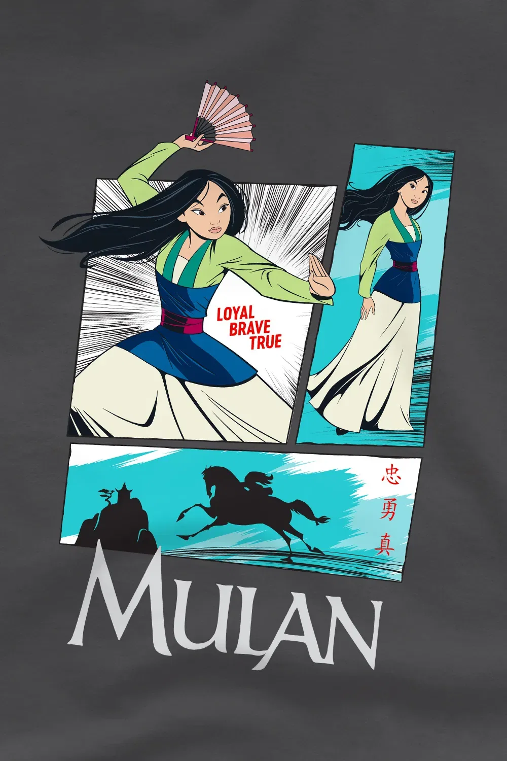 Футболка Mulan Action Panels Disney, антрацитовый — фото 2