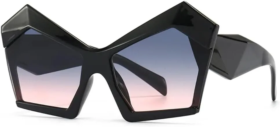 

Большие солнцезащитные очки «кошачий глаз» для женщин, винтажные большие солнцезащитные очки для мужчин, очки с защитой от УФ-излучения UV400 SZVVBKK, Black Gray Pink