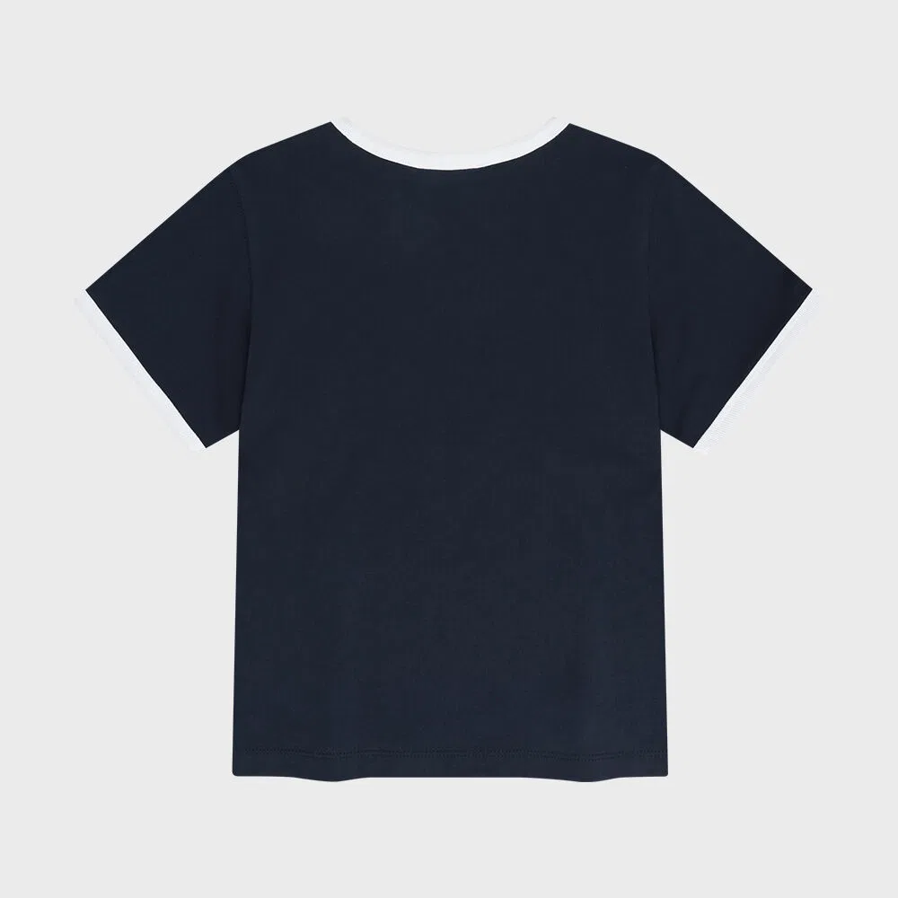 Детская футболка Kids Small Classic Logo Ringer тёмно-синяя от Marithé Kids — фото 2
