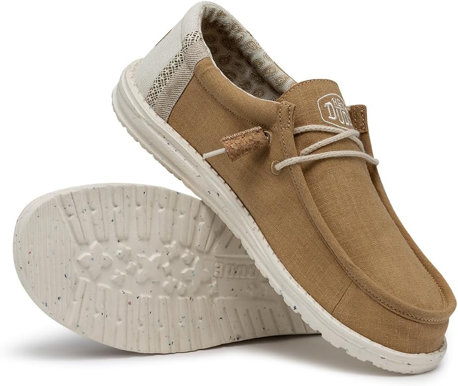 Мужские лоферы HEYDUDE Wally Linen, Ocra — фото 3