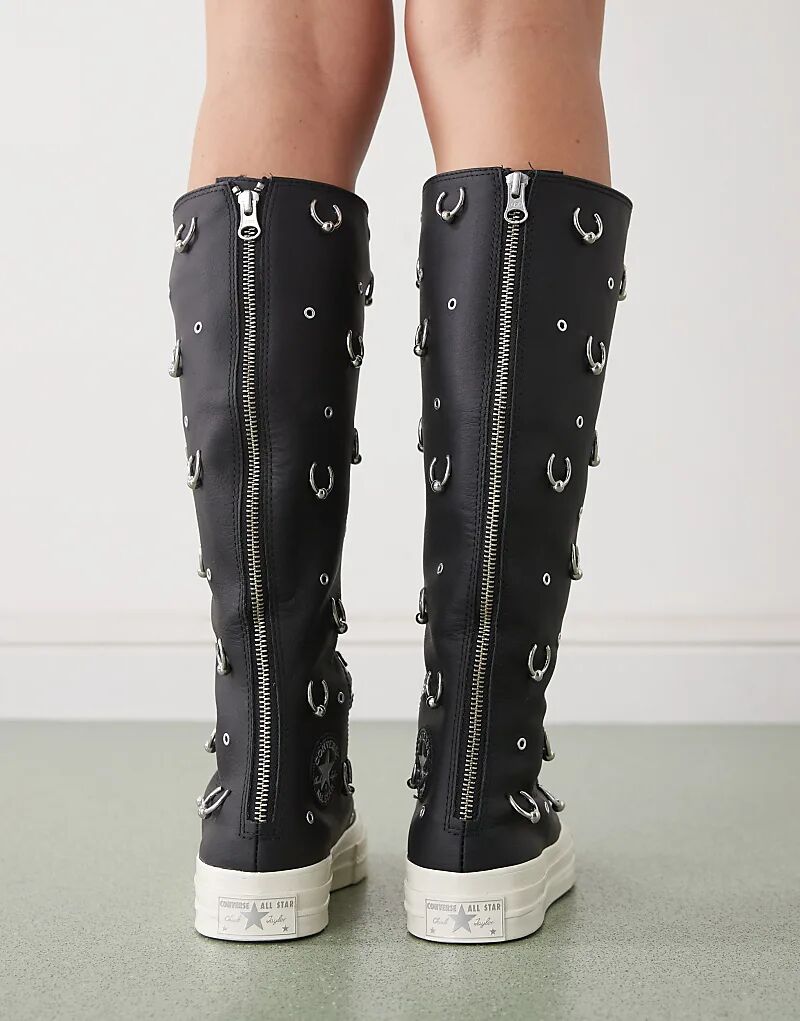 Кроссовки Converse Chuck 70 Knee Hi черного цвета с серебристой фурнитурой — фото 3