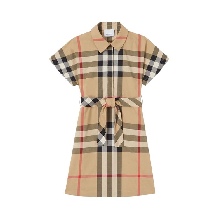 

Платье Burberry Kids Check Short-Sleeve Shirt Dress, бежевый