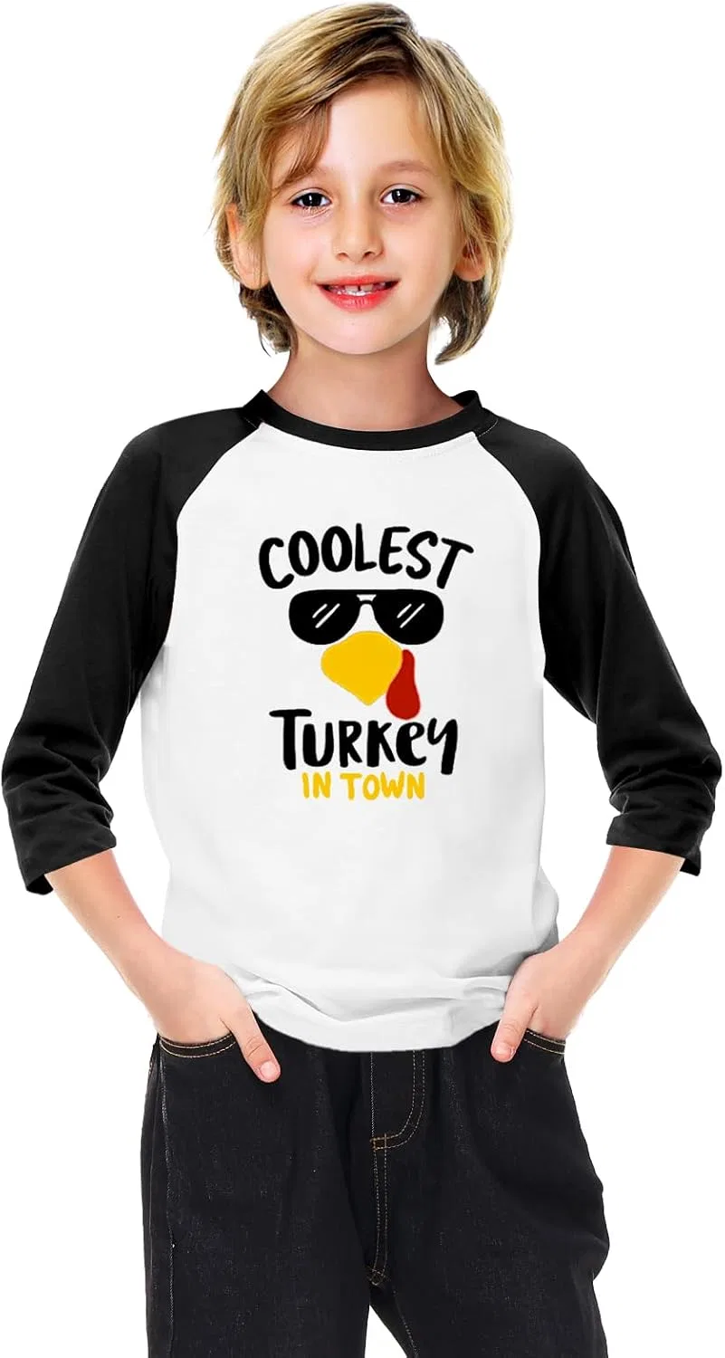 Детская футболка с принтом Remimi, 3/4 рукав реглан, цвет Coolest Turkey — фото 4