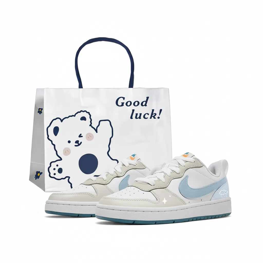 Детские кеды Nike Court Borough 2 Fresh Ecru Light Blue