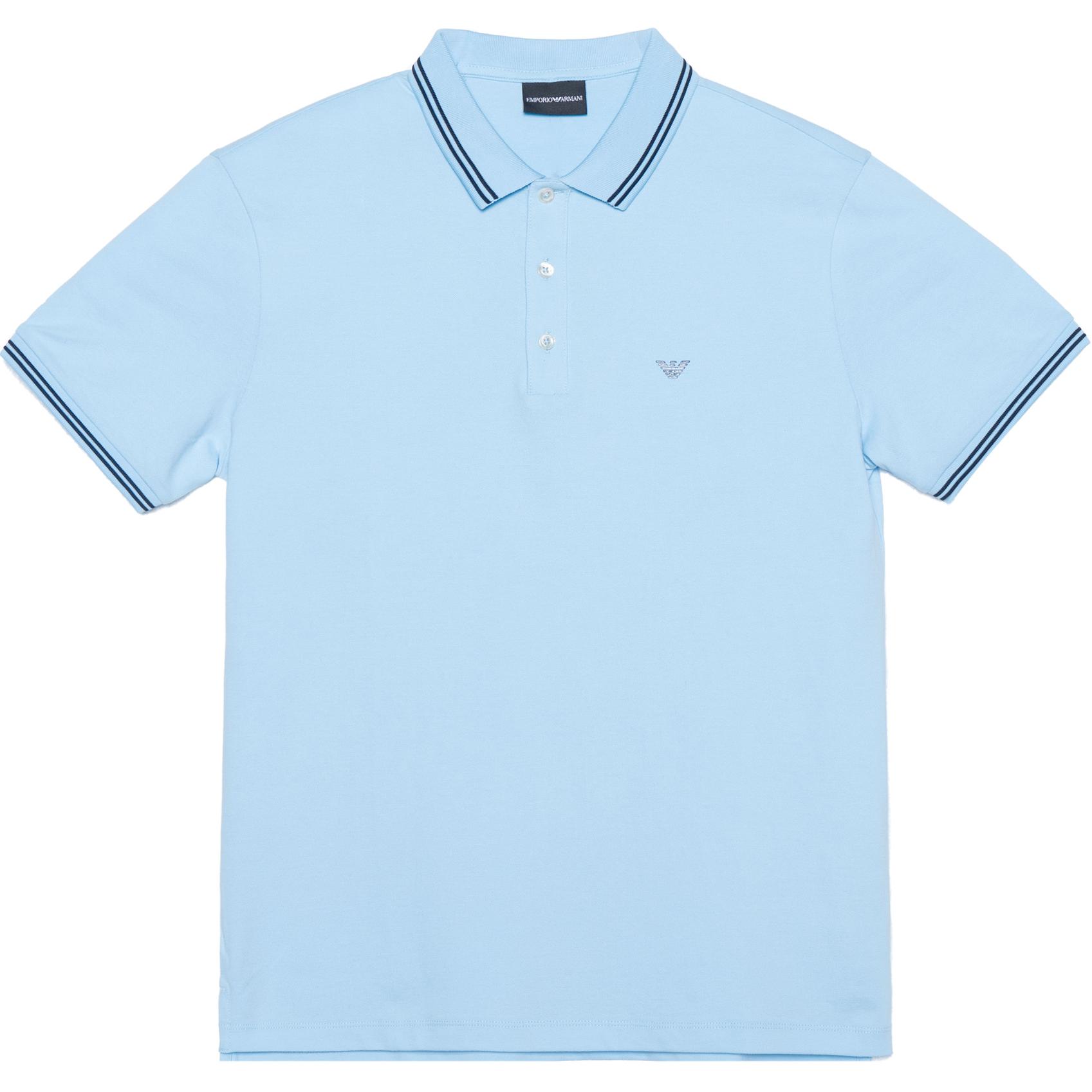 

Футболка поло мужская весна-лето 2022 небесно-голубая EMPORIO ARMANI
