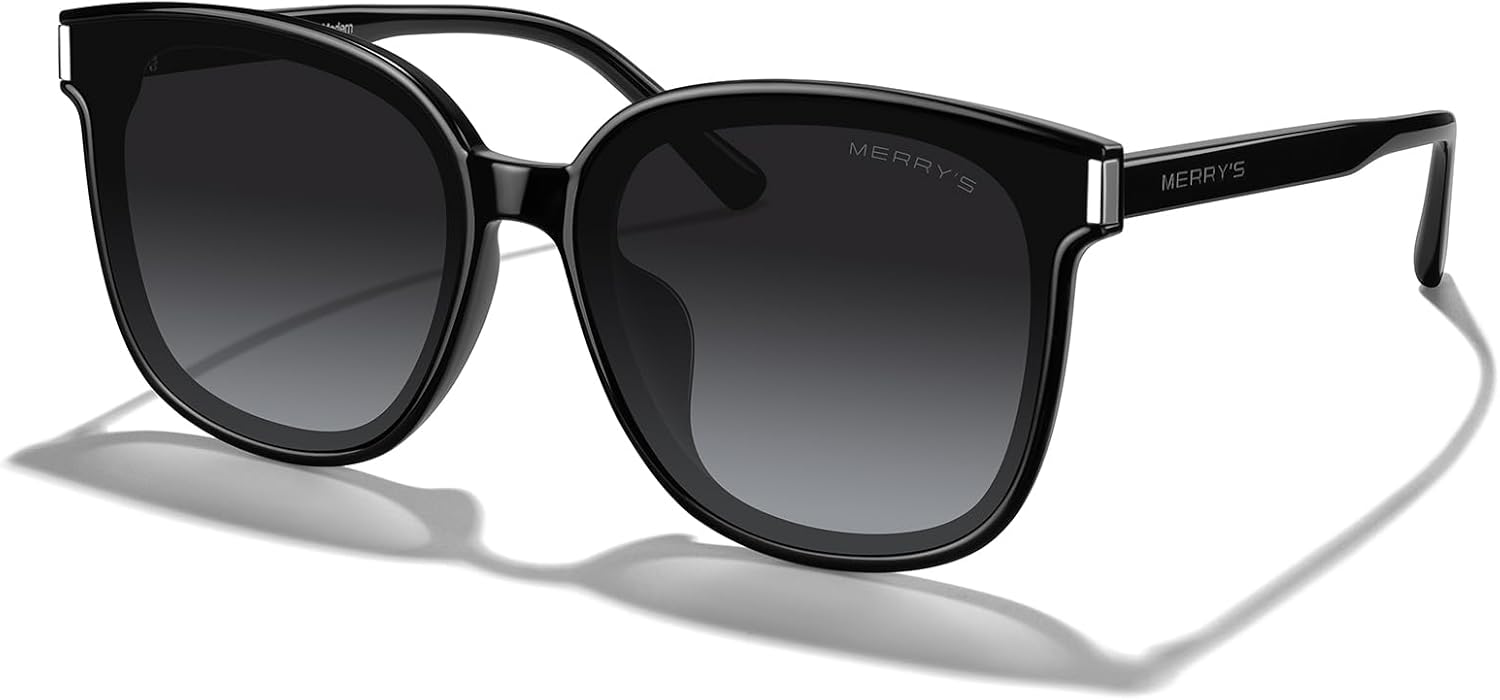 

Современные большие квадратные солнцезащитные очки MERRY'S из ацетата для женщин и мужчин, поляризованные, с защитой от УФ-излучения UV400, модель S6196, Black Frame/Black Gradient Lens