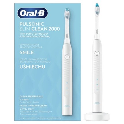 

Oral-B Pulsonic Slim Clean 2000 Аккумуляторная звуковая зубная щетка, белая, Oral B