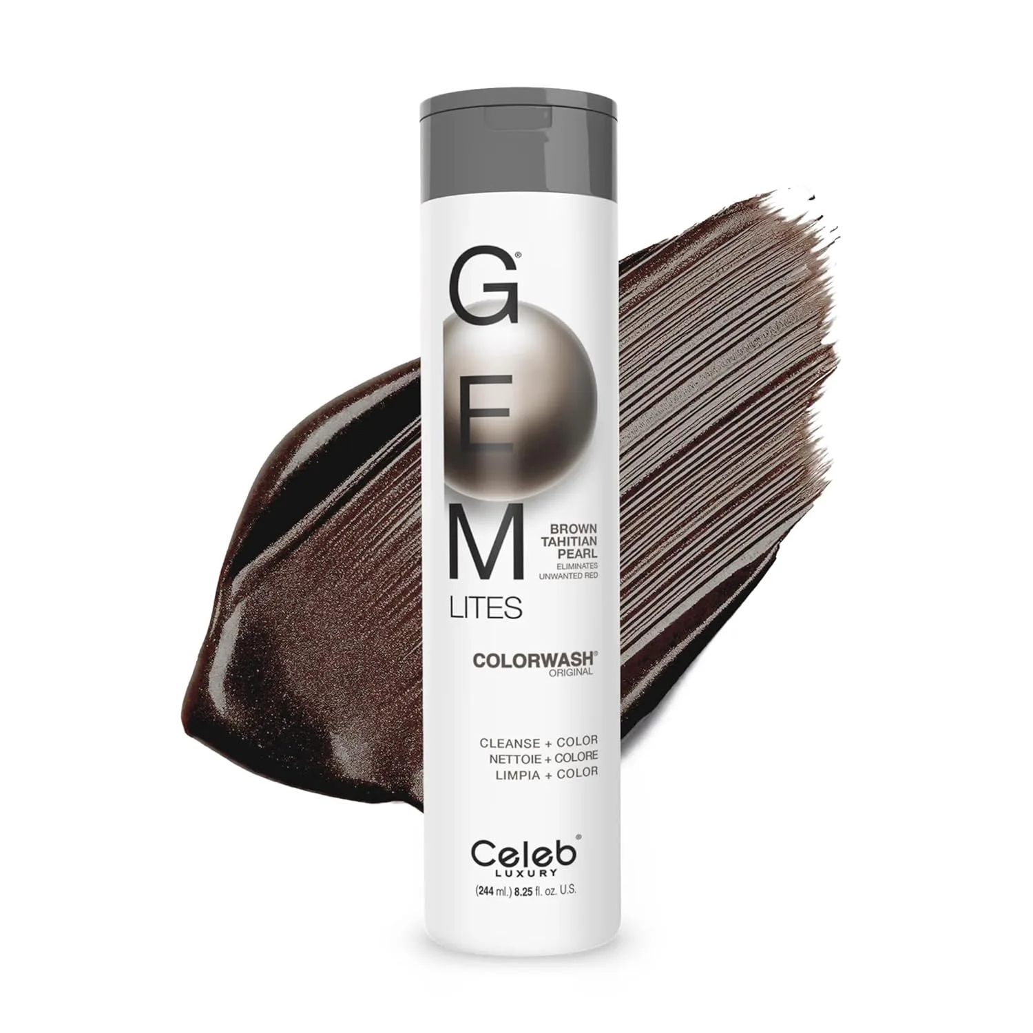 Шампунь Celeb Luxury Colorwash Color Depositing Shampoo - освежитель цвета, веганская краска для волос, средство для восстановления связей Bondfix, Viral и Gem Lites., Gem Lites Brown Tahitian Pearl Colorwash