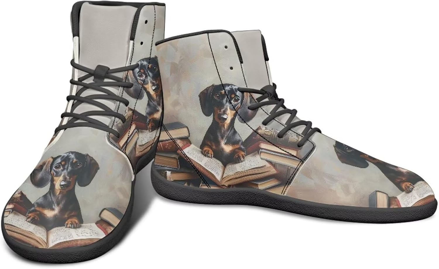 

Высокие кроссовки с животным принтом для мужчин, босоножки, противоскользящие беговые кроссовки, заземленная обувь, повседневные спортивные кроссовки Watdotory, Dachshund Book Design