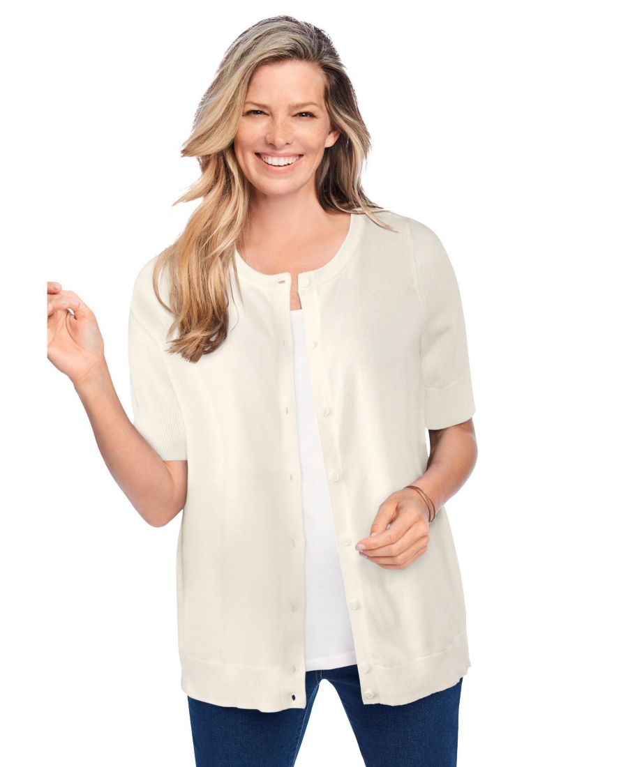 

Женский кардиган Within Perfect с рукавами до локтя Woman Within, Ivory