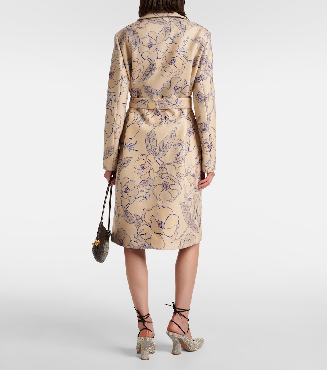 Пальто-тренч из смесовой шерсти с цветочным рисунком Dries Van Noten, экрю — фото 3