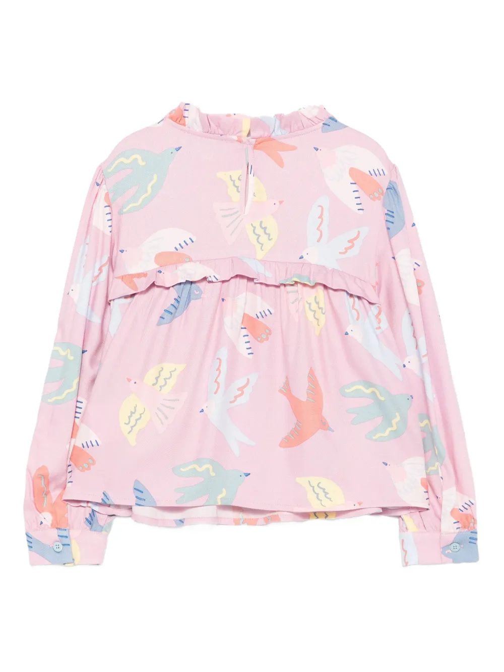 Блузка с оборками и принтом птиц Stella McCartney Kids, фиолетовый — фото 2