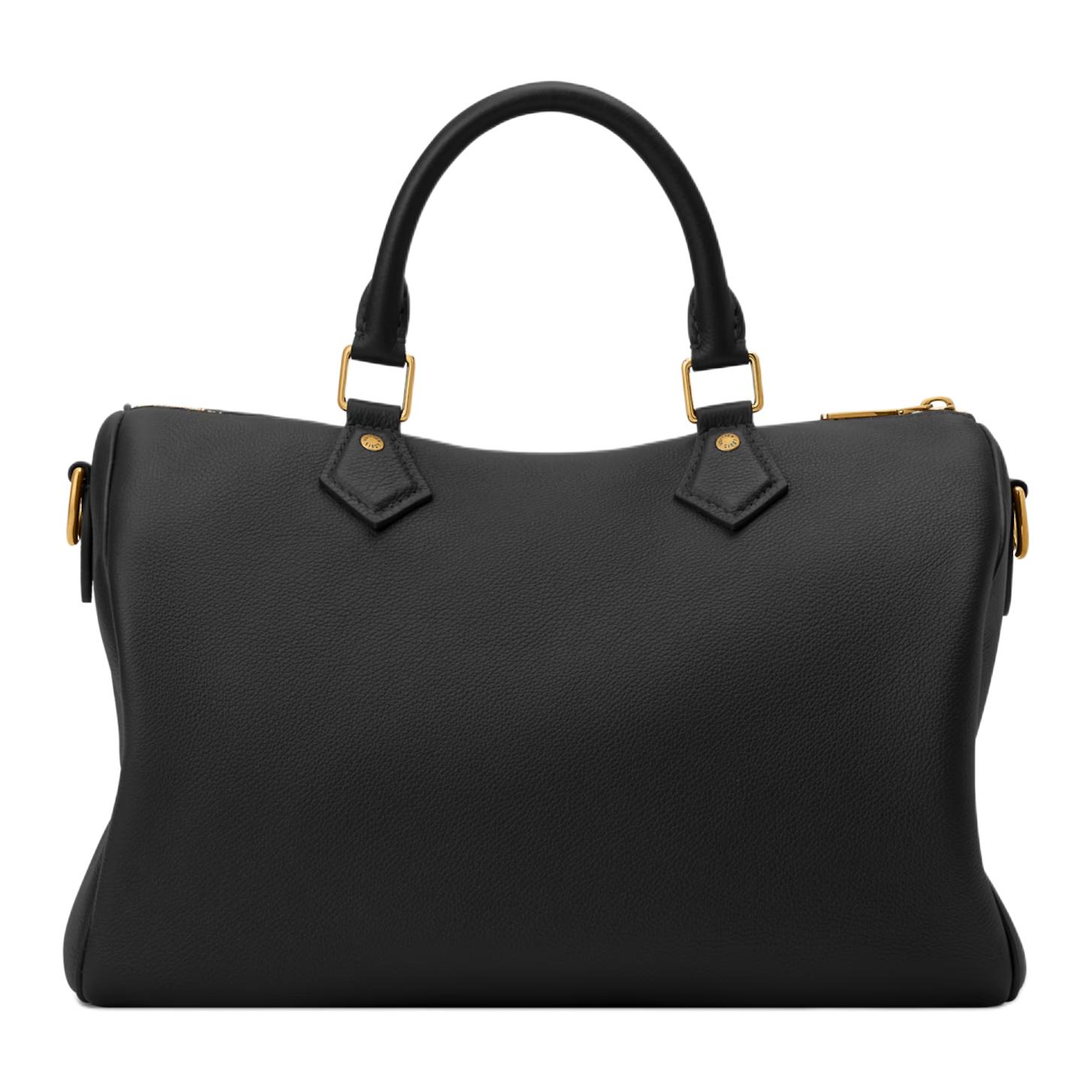 LOUIS VUITTON Сумка-баул Speedy Soft из зерненой телячьей кожи, унисекс, черная — фото 3