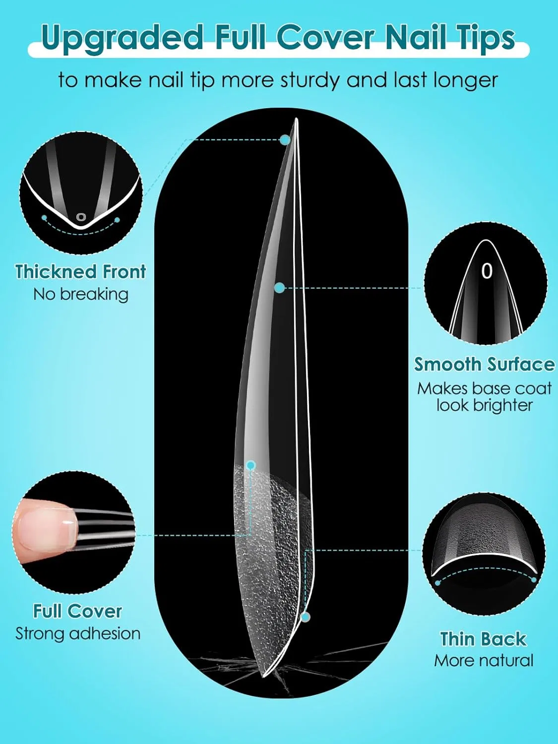 Набор типсов для гелевых ногтей «Стилет» (240 шт.) Adonafy, Stiletto Nail — фото 3