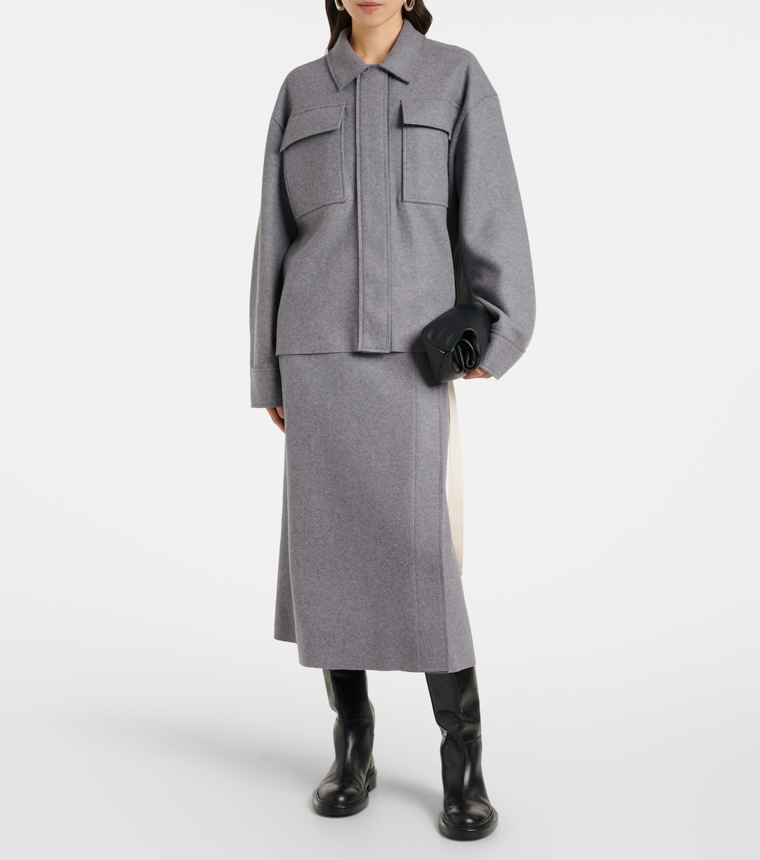 Юбка-халат из смесовой шерсти Jil Sander, London Fog — фото 2