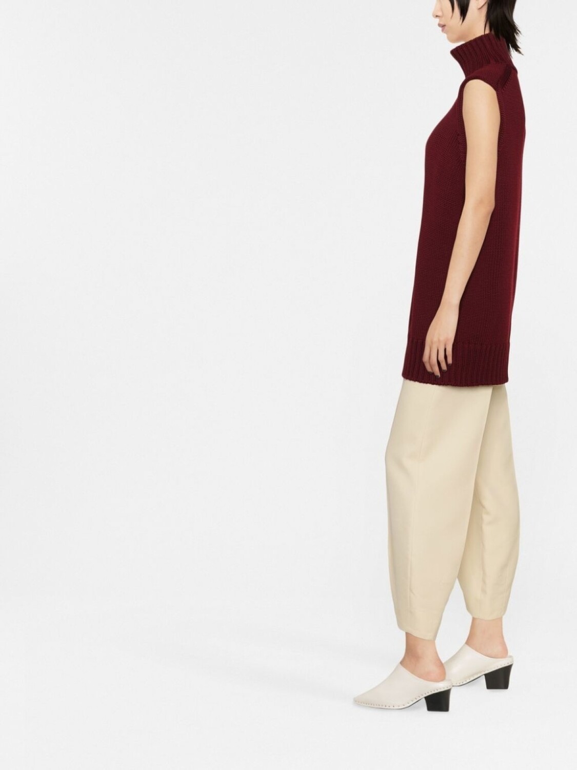 Jil Sander вязаный жилет с высоким воротником, красный — фото 3