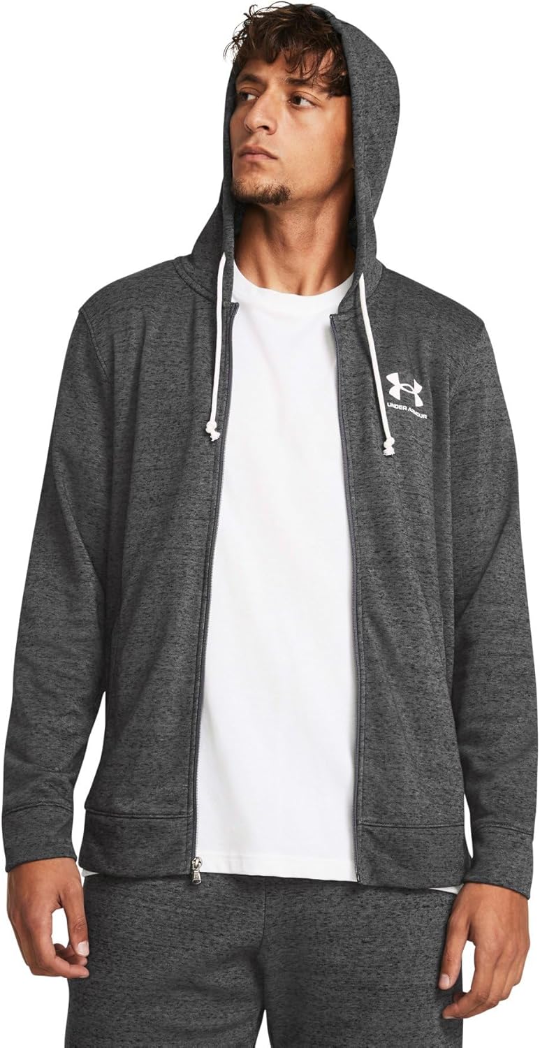 

Мужская толстовка Under Armour UA Rival Terry с капюшоном, на молнии, для тренировок, белый