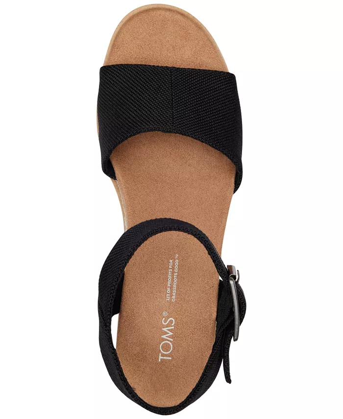Женские сандалии Diana на платформе с клиновидным каблуком TOMS, черный — фото 4