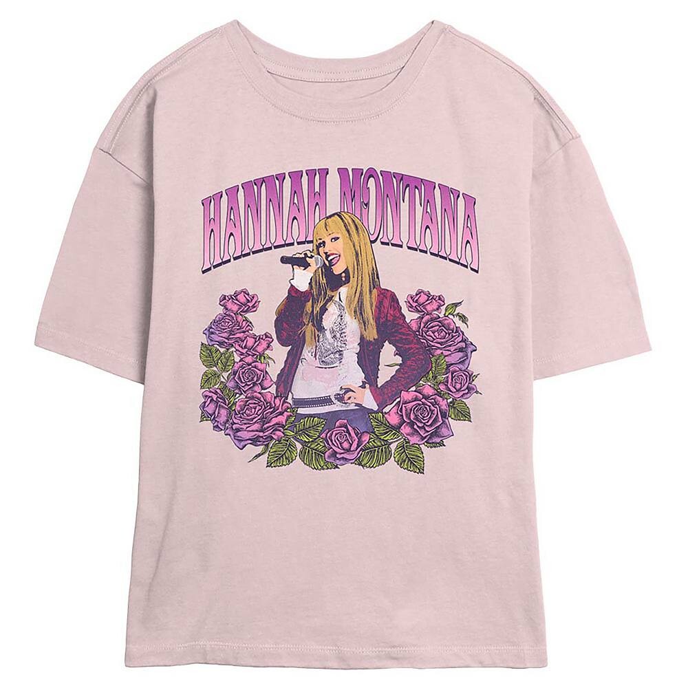 

Детская футболка с изображением скиммера Disney's Hannah Montana и цветочным плакатом, цвет Blush