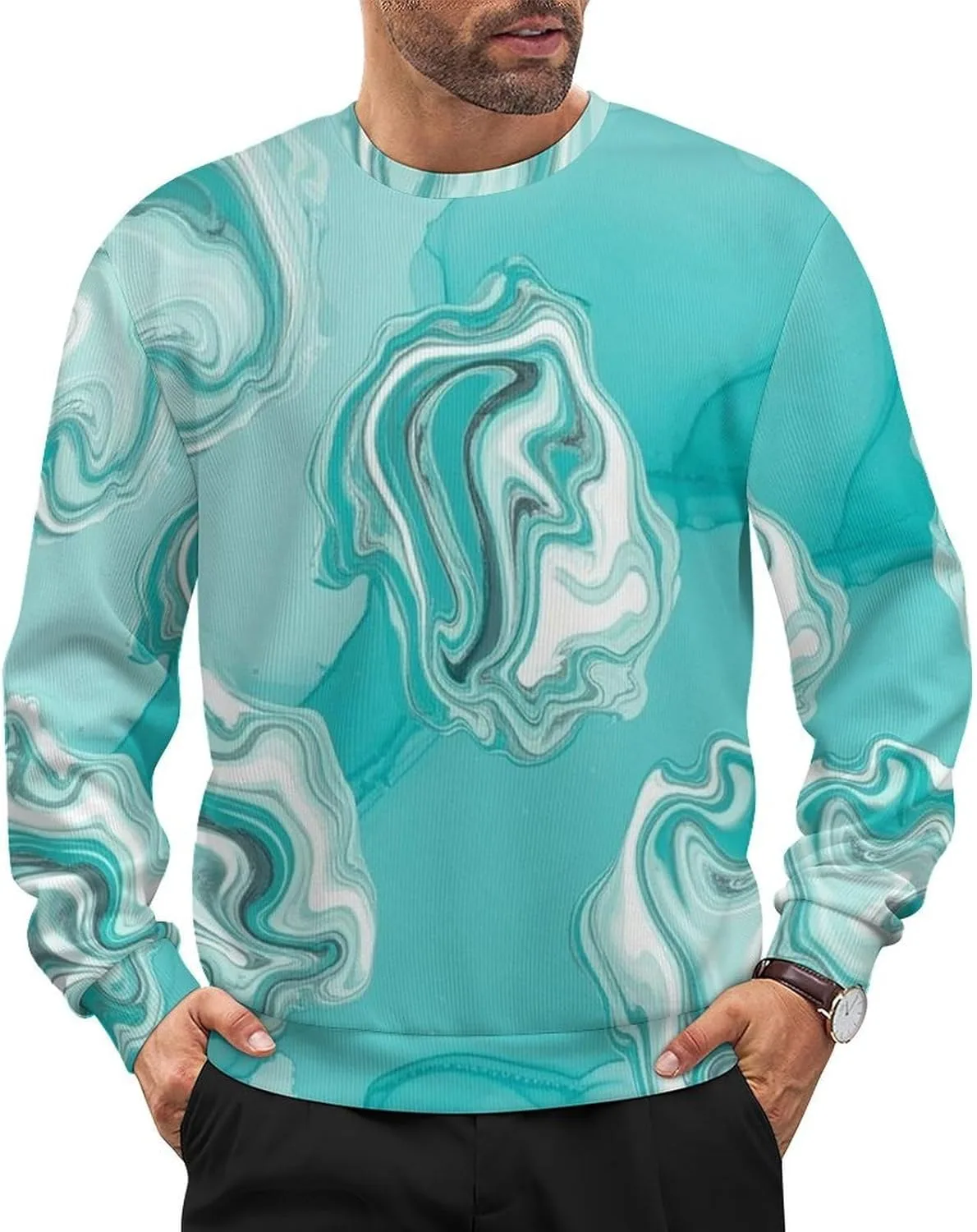 

Мужской свитер с круглым вырезом, мягкий и свободный Meaudiwes