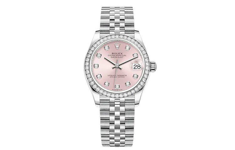 

ROLEX Автоматический механический женский часовой механизм серии Log диаметром 31 мм с розовым циферблатом в корпусе из стали Oystersteel