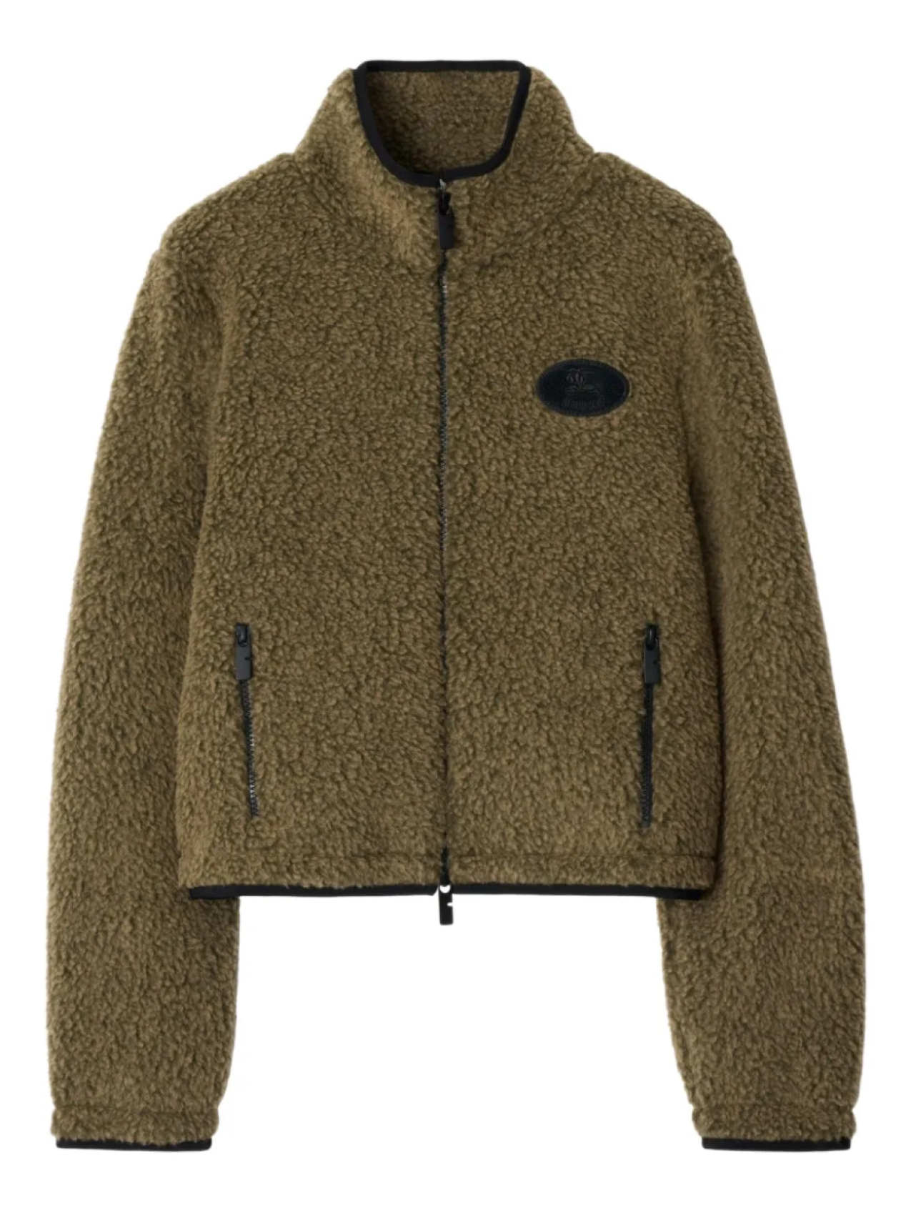 

Укороченная флисовая куртка Burberry, зеленый